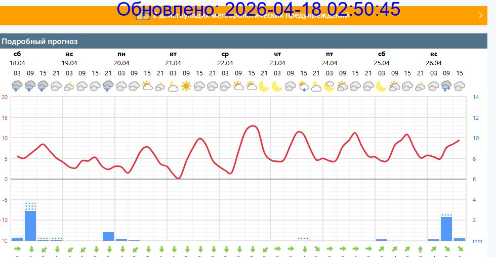 Подробный прогноз на 5 суток