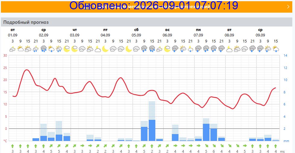 Подробный прогноз на 5 суток